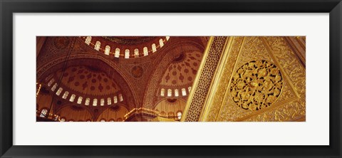 Framed Low angle view of ceiling of a mosque with ionic tiles, Blue Mosque, Istanbul, Turkey Print