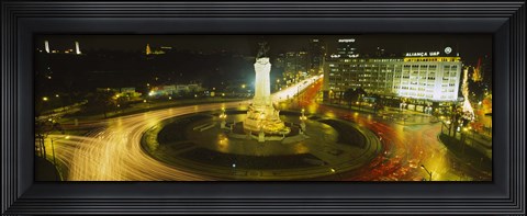 Framed High angle view of traffic moving around a statue, Marques De Pombal Square, Lisbon, Portugal Print