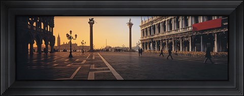 Framed People Walking Across A Street, The Piazetta With Palazzo Ducale And Libreria Vecchia, Venice, Italy Print