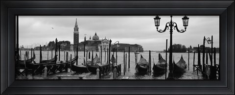 Framed Gondolas with a church in the background, Church Of San Giorgio Maggiore, San Giorgio Maggiore, Venice, Veneto, Italy Print