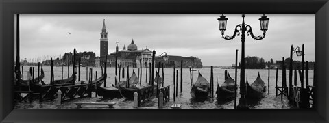 Framed Gondolas with a church in the background, Church Of San Giorgio Maggiore, San Giorgio Maggiore, Venice, Veneto, Italy Print