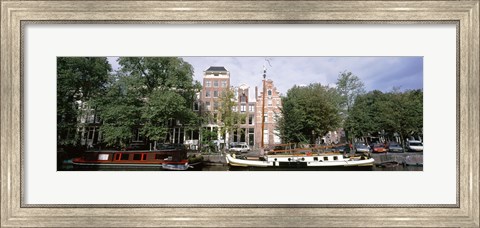 Framed Netherlands, Amsterdam, Boats in canal Print