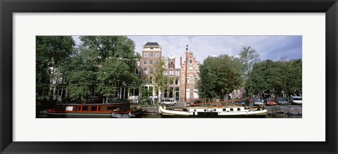 Framed Netherlands, Amsterdam, Boats in canal Print