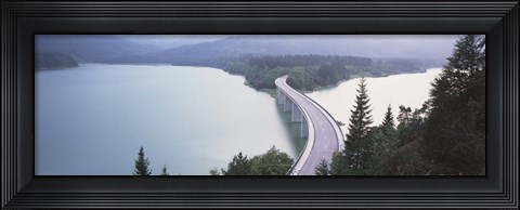 Framed Germany, Bavaria, Bridge over Sylvenstein Lake Print