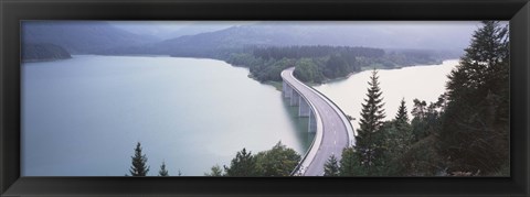 Framed Germany, Bavaria, Bridge over Sylvenstein Lake Print