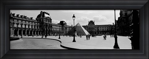 Framed Louvre Museum, Paris, France (black and white) Print
