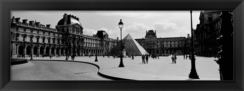 Framed Louvre Museum, Paris, France (black and white) Print