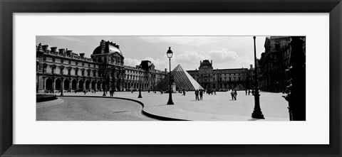 Framed Louvre Museum, Paris, France (black and white) Print