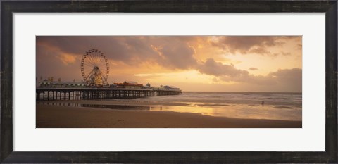 Framed Ferris wheel near a pier, Central Pier, Blackpool, Lancashire, England Print