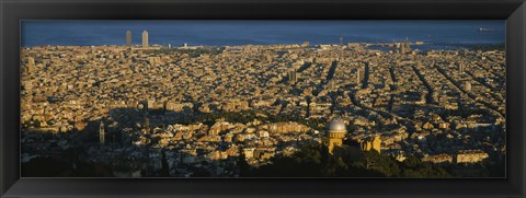 Framed Aerial View of Barcelona, Spain Print