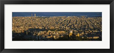 Framed Aerial View of Barcelona, Spain Print