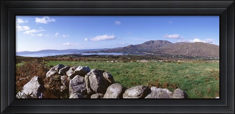 Framed UK, Ireland, Beara Peninsula, Rocks in front of Caha Mountains Print