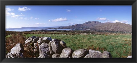 Framed UK, Ireland, Beara Peninsula, Rocks in front of Caha Mountains Print