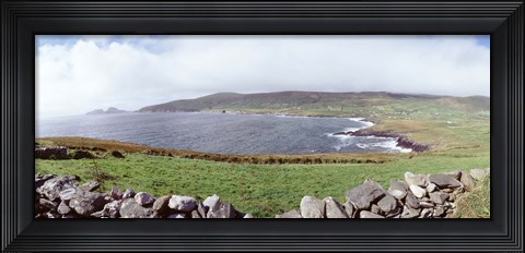 Framed UK, Ireland, Kerry County, Rocks on Greenfields Print