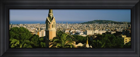 Framed High Angle View of Barcelona, Spain Print