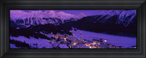 Framed High angle view of a village, St. Moritz, Switzerland Print