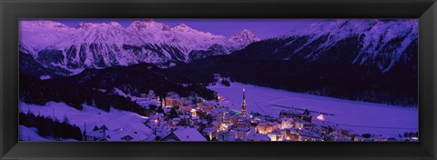 Framed High angle view of a village, St. Moritz, Switzerland Print