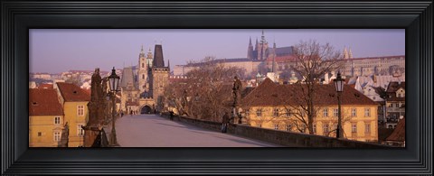 Framed View Of Houses Along The Charles Bridge, Prague, Czech Republic Print