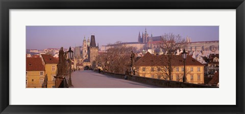 Framed View Of Houses Along The Charles Bridge, Prague, Czech Republic Print