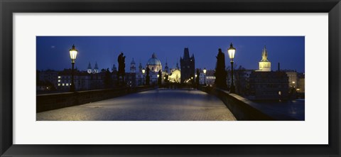 Framed Street light on a bridge, Charles Bridge, Prague, Czech Republic Print