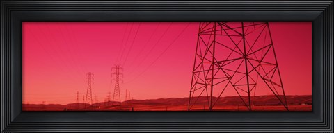 Framed Power Lines In The Valley, Central Valley, California, USA Print