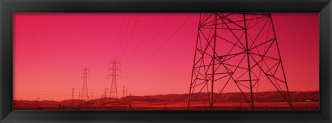 Framed Power Lines In The Valley, Central Valley, California, USA Print