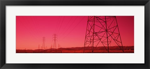 Framed Power Lines In The Valley, Central Valley, California, USA Print