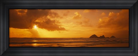 Framed Silhouette of rock formations in water, Northern California, California, USA Print