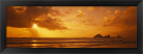 Framed Silhouette of rock formations in water, Northern California, California, USA Print