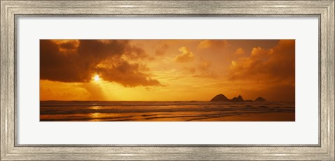 Framed Silhouette of rock formations in water, Northern California, California, USA Print