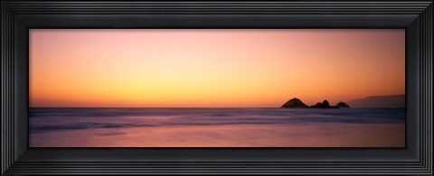 Framed Sunset over the ocean, Pacific Ocean, California, USA Print