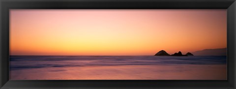 Framed Sunset over the ocean, Pacific Ocean, California, USA Print