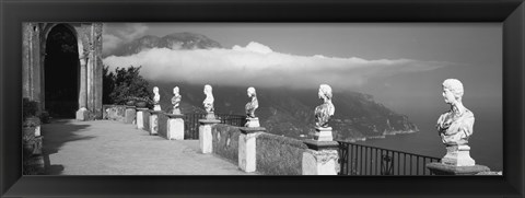 Framed Marble busts along a walkway, Ravello, Amalfi Coast, Salerno, Campania, Italy Print