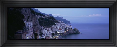 Framed High angle view of a village near the sea, Amalfi, Amalfi Coast, Salerno, Campania, Italy Print
