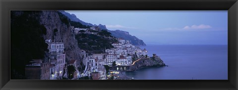 Framed High angle view of a village near the sea, Amalfi, Amalfi Coast, Salerno, Campania, Italy Print