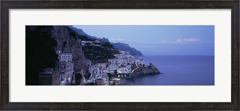 Framed High angle view of a village near the sea, Amalfi, Amalfi Coast, Salerno, Campania, Italy Print
