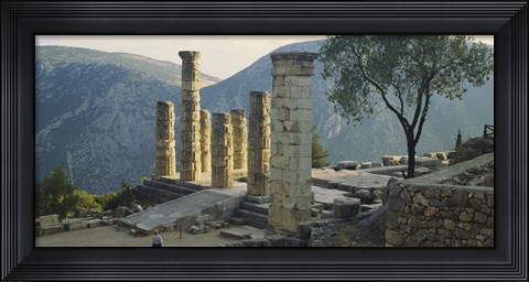 Framed High angle view of ruined columns, Temple Of Apollo, Delphi, Greece Print