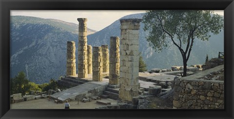 Framed High angle view of ruined columns, Temple Of Apollo, Delphi, Greece Print