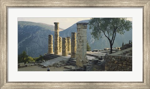 Framed High angle view of ruined columns, Temple Of Apollo, Delphi, Greece Print