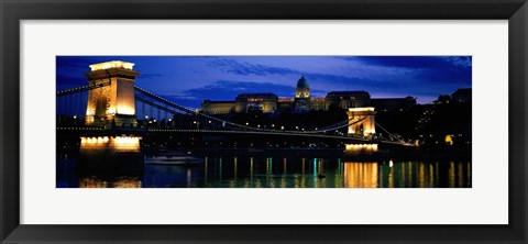 Framed Szechenyi Bridge Royal Palace Budapest Hungary Print