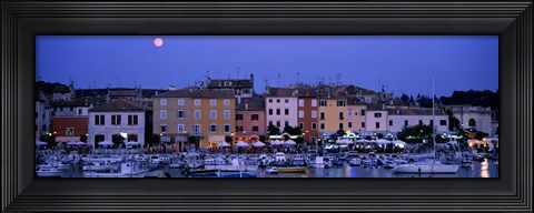 Framed Buildings, Evening, Moonrise, Rovinj, Croatia Print