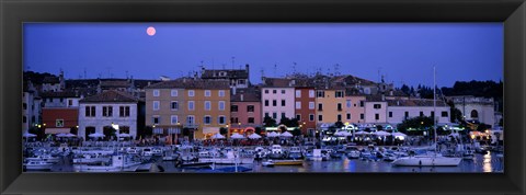 Framed Buildings, Evening, Moonrise, Rovinj, Croatia Print