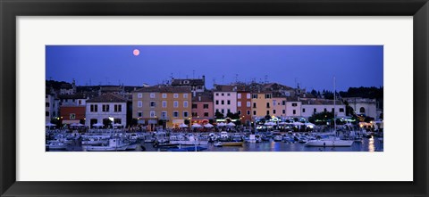 Framed Buildings, Evening, Moonrise, Rovinj, Croatia Print