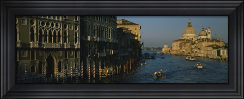 Framed High angle view of boats in a canal, Santa Maria Della Salute, Grand Canal, Venice, Italy Print