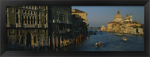 Framed High angle view of boats in a canal, Santa Maria Della Salute, Grand Canal, Venice, Italy Print