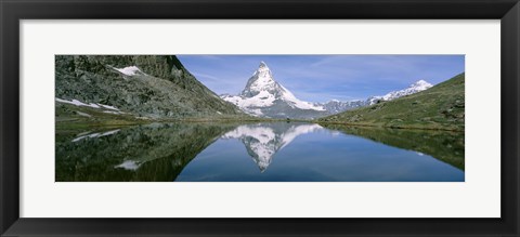 Framed Lake, Mountains, Matterhorn, Zermatt, Switzerland Print