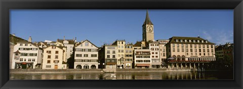 Framed Switzerland, Zurich, Buildings at the waterfront Print