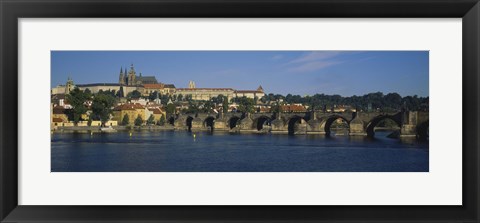 Framed Bridge across a river, Charles Bridge, Vltava River, Prague, Czech Republic Print