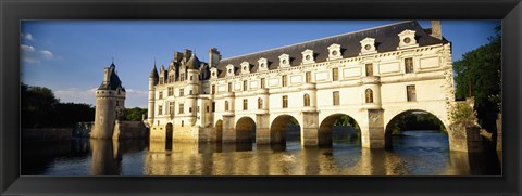 Framed Reflection of a castle in water, Chateau De Chenonceaux, Chenonceaux, Loire Valley, France Print