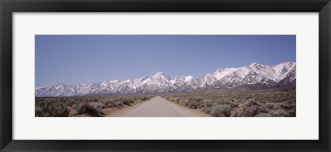 Framed USA, California, Sierra Nevada, Bushes on both sides of a road Print